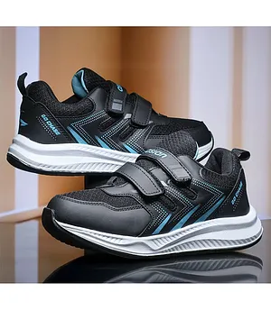 asian Colour Blocked Mesh Detailed Velcro
                      Closure Shoes - Black