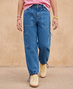 Pine Kids Denim Woven Full Length Solid Colour Jeans  - Blue