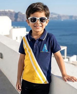 Babyhug 100% Cotton Knit Half Sleeves Cut N Sew Polo T-Shirt With Embroidery - Multicolour