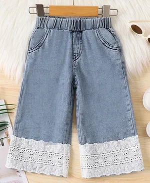 Mark & Mia Full Length Washed
                              Jeans with Lace Detailing - Blue