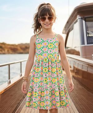 Pine Kids Cotton Woven One Piece Dresses/Frocks Floral Print Multi color 4-5 Years