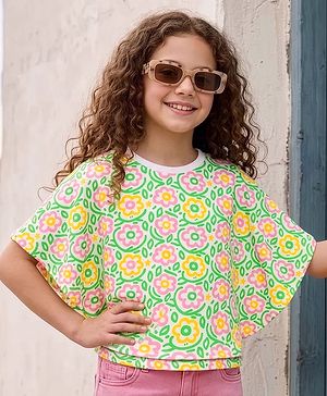 Pine Kids Cotton Knit Poncho Top Floral Print Multicolor 4-5 Years