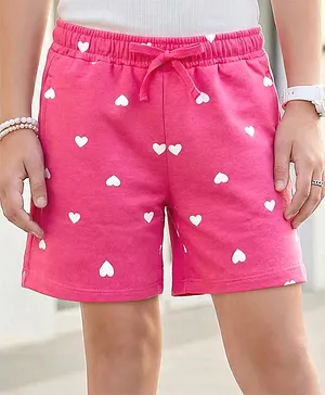 Pine Kids Looper Knit Heart Printed
                              Shorts - Pink