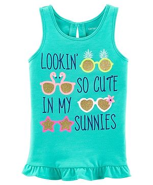 Carter's Summer Ruffle Jersey Tank - Sea Green