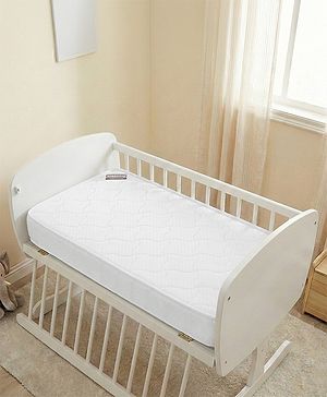 Babyhug High Density Soft Foam Quilted Baby Mattress - White| PU Foam Support| Supports Spinal Alignment| Lightweight| Fits Standard Cribs| 0-24 Months