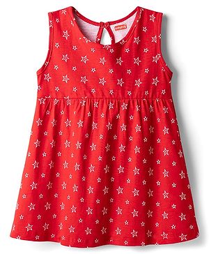Babyhug Cotton Knit One Piece Dress Star Print Multi Color 3-6 Months