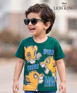 Babyhug Disney Single Jersey Knit Half Sleeves T-Shirt With Lion King Graphics - Green