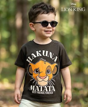 Babyhug Disney 100% Cotton Knit Half Sleeves T-Shirt With Lion King Graphic - Grey