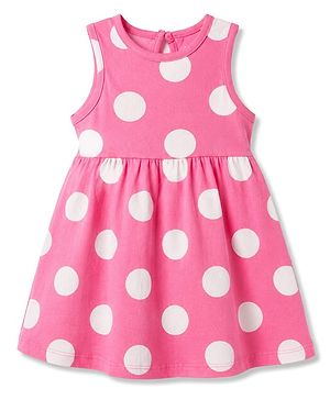 Babyhug Cotton Knit One Piece Dresses/Frocks Polka Dot Multi Color 6-9 Months