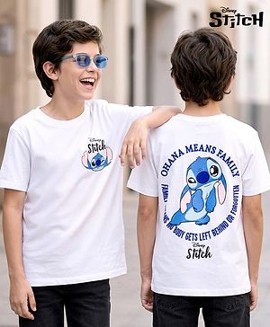 Pine Kids Disney 100% Cotton Knit Half Sleeves T-Shirt With Front & Back Stitch Graphic - White