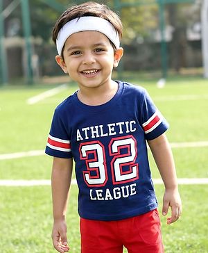 Babyhug Cotton Knit Half Sleeves T-Shirt With Text Print - Multicolor