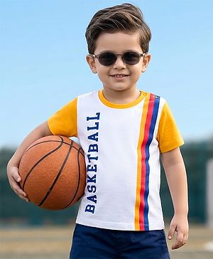 Babyhug 100% Cotton Knit Half Sleeves Sports Theme Printed T-Shirt - Multicolour