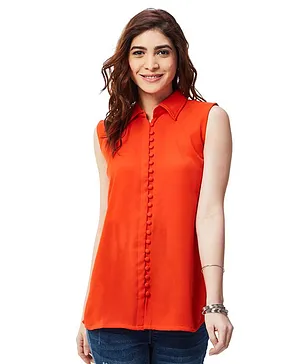 Nuthatch Maternity Loop Button Top - Orange