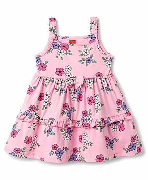 Babyhug Single Jersey Knit One
                                  Piece Dresses/Frocks Sleeveless Floral
                                  Print Pink 3-4 Years