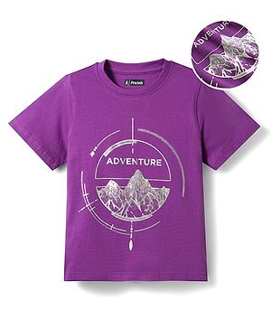 Pine Kids Cotton Knit T-Shirt with Graphic Print Imperial Purple 4-5 Years