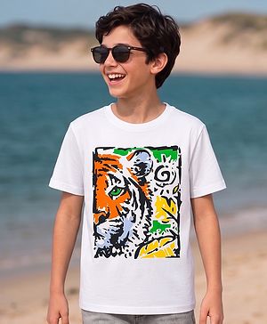 Pine Kids Cotton Knit T-Shirts Animal Graphic Print Snow White 4-5 Years