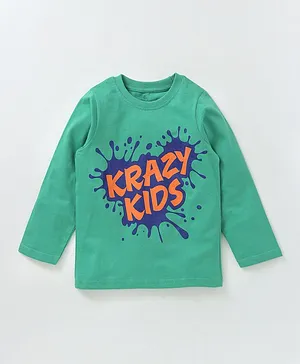 Kiddopanti Full Sleeves Tee Krazy Kids Print - Green