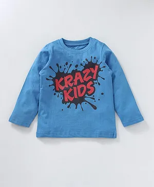 Kiddopanti Full Sleeves Tee Krazy Kids Print - Blue