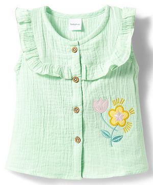 Babyhug Cotton Woven Top with Embroidery Detailing Sleeveless Round Neck MULTICOLOR 6-9 Months