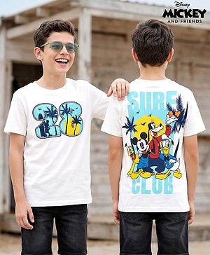 Pine Kids Disney 100% Cotton Knit Half Sleeves T-shirt With Mickey Mouse & Friends Graphics -White