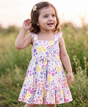 Babyhug Cotton Woven One Piece Dresses/Frocks Floral Print White 3-6 Months