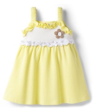 Babyhug Cotton Knit One Piece Dress Sleeveless Yellow 3-6 Months