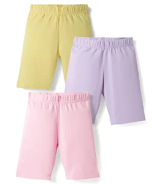Babyhug Cotton Lycra Knit Solid Colour
                      Cycling Shorts Pack Of 3 - Multicolour