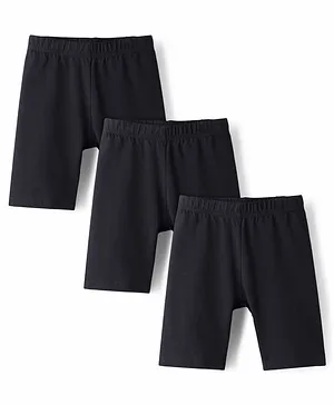 Babyhug Cotton Lycra Knit Mid Thigh
                              Length Cycling Shorts Solid Colour Pack of
                              3 - Black