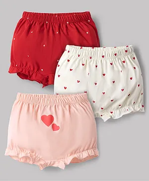 Babyhug 100% Cotton Knit Bloomers with Heart
                      & Star Print Pack of 3 - Multicolor