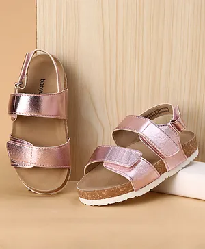 Babyoye Velcro Closure Metalic Printed Sandal - Pink