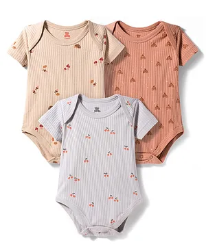 I Bears Interlock Knit Half Sleeves
                              Tropical Theme Printed Onesies Pack of 3 -
                              Multicolour