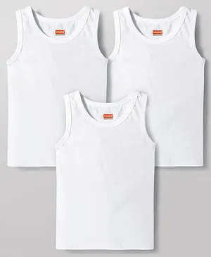 Babyhug 100% Organic Cotton Knit
                              Sleeveless Solid Colour Vests Pack of 3 -
                              White