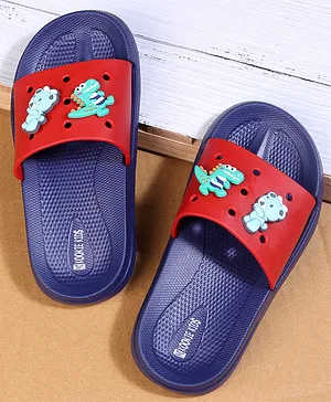 Kookie Kids Slip On Sliders with Animal
                      Applique - Blue