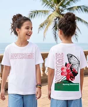 Pine Kids Cotton Knit T-Shirt with Awesome Print White 4-5 Years
