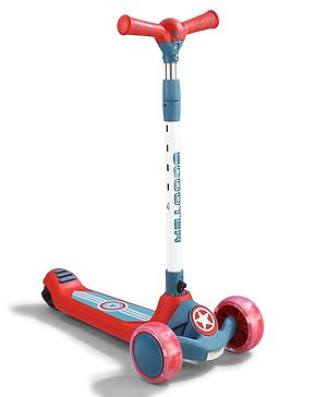 Babyhug Glider 3 Wheel Kids Kick Scooter with LED Wheels - Red Blue| Adjustable Height| Weight Capacity Upto 50 Kg| Toy for 2 to 12 yrs Boys & Girls| Activity Gifting Option| Compact Fold| Lean-to-Steer