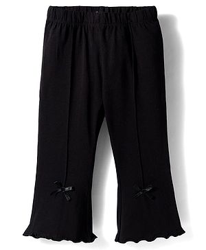 Babyhug Lycra Knit Full Length Solid Color Leggings - Black