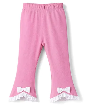 Babyhug Lycra Knit Full Length Solid
                              Leggings With Bow Applique - Pink