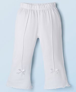 Babyhug Lycra Knit Full Length Solid Color Leggings - White