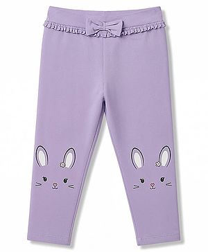 Babyhug Lycra Knit Full Length Leggings With Bunny Print - Lavender
