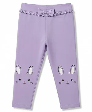 Babyhug Lycra Knit Full Length
                              Leggings With Bunny Print - Lavender