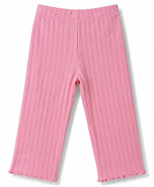 Babyhug Lycra Knit Full Length Slim Fit Rib Leggings - Pink