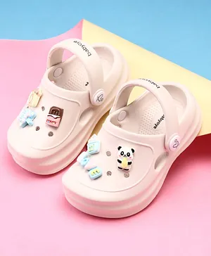 Babyoye Clogs With Candy Ice-Cream & Panda Charms - Cream
