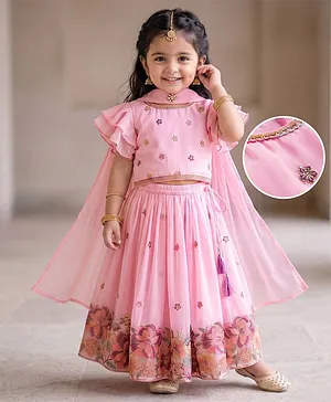 Babyhug Georgette Woven Half Sleeves
                              Lehenga Choli Set With Floral Embroidery
                              & Dupatta - Pink
