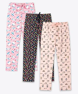 Ariel Cotton Knit Pack Of 3 Hearts
                              & Animal Printed Pajamas - Pink Multi
                              Colour & Beige