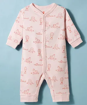 I Bears Interlock Knit Full Sleeves
                              Romper with Toys Print - Peach