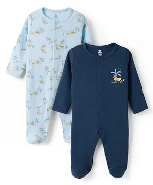 I Bears Interlock Knit Full Sleeves
                              Footed Sleep Suits With Tiger Print -
                              Multicolor