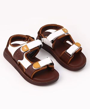 Pine Kids Velcro Closure Solid Sandals in Brown