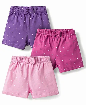 Babyhug Single Jersey Knit Mid Thigh
                              Shorts with Polka Dot Print & Bow
                              Applique Pack of 3 - Multicolor