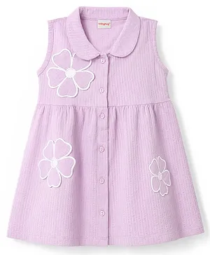 Babyhug
                                  100% Cotton Knit Sleeveless Frock With
                                  Floral Applique - Lavender