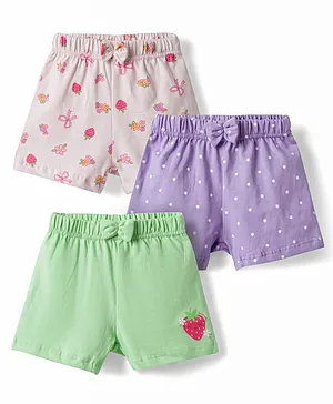 Babyhug Single Jersey Knit Mid Thigh
                              Printed Shorts with Bow Applique Pack of 3
                              - Multicolor